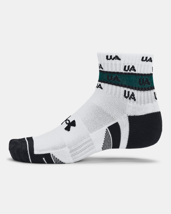 Unisex UA Performance Cotton 2-Pack Quarter Socks in White image number 3